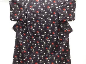 アンティーク　木綿本場久留米絣サクランボ模様単衣着物